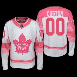 Custom Toronto Maple Leafs Hockey Fights Cancer Jersey White Pink #00