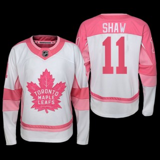 Logan Shaw Toronto Maple Leafs Hockey Fights Cancer Jersey White Pink #11