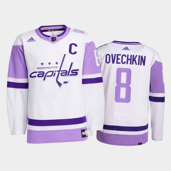 Alexander Ovechkin #8 Washington Capitals 2021 Hockey Fights Cancer White Primegreen Jersey