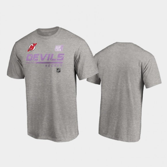 Men's New Jersey Devils 2020 Hockey Fights Cancer Heather Gray T-Shirt