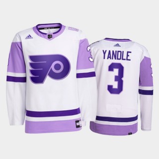 Keith Yandle #3 Philadelphia Flyers 2021 Hockey Fights Cancer White Primegreen Jersey