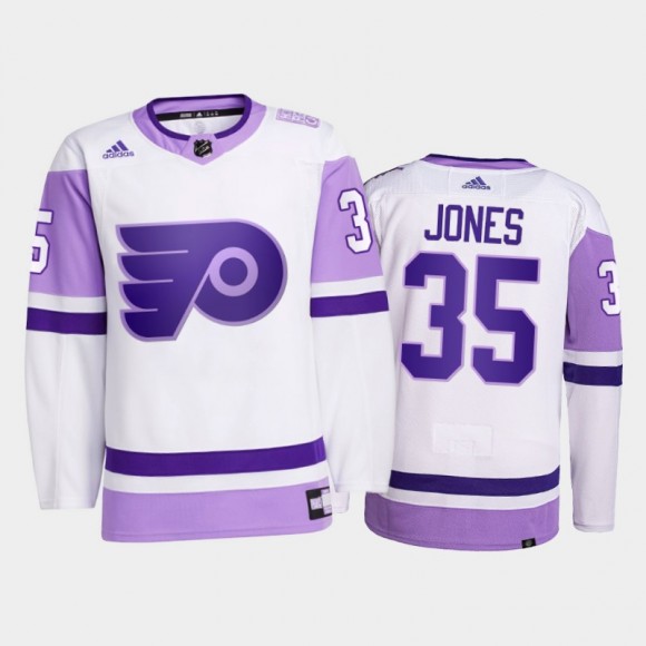 Martin Jones #35 Philadelphia Flyers 2021 HockeyFightsCancer White Primegreen Jersey