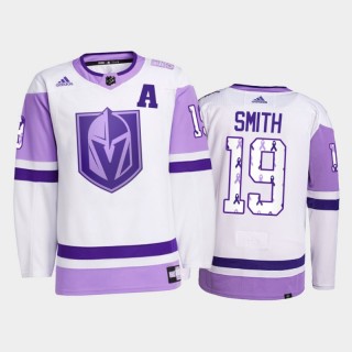 Vegas Golden Knights 2021 Hockey Fights Cancer Reilly Smith White #19 Primegreen Jersey