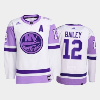 New York Islanders 2021 Hockey Fights Cancer Josh Bailey White #12 Primegreen Jersey