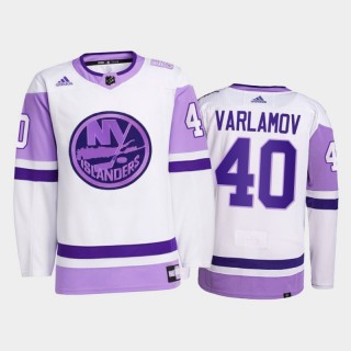 New York Islanders 2021 Hockey Fights Cancer Semyon Varlamov White #40 Primegreen Jersey