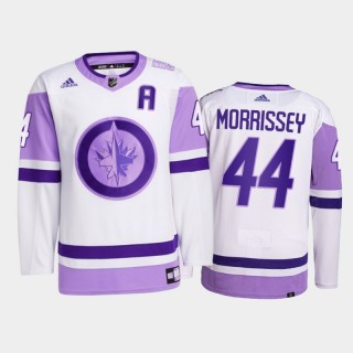 Josh Morrissey #44 Winnipeg Jets 2021 HockeyFightsCancer White Primegreen Jersey