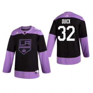 Jonathan Quick #32 Los Angeles Kings 2019 Hockey Fights Cancer Black Practice Jersey