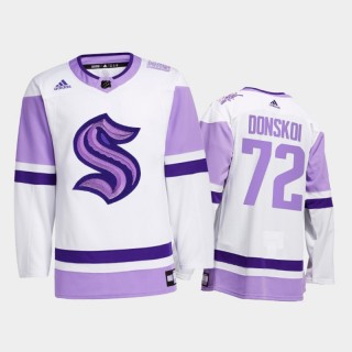 Joonas Donskoi #72 Seattle Kraken 2021 Hockey Fights Cancer White Special Jersey