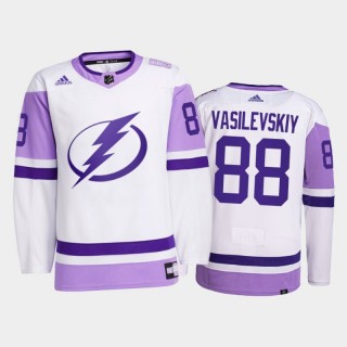 Tampa Bay Lightning 2021 HockeyFightsCancer Andrei Vasilevskiy White #88 Primegreen Jersey