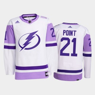 Tampa Bay Lightning 2021 Hockey Fights Cancer Brayden Point White #21 Primegreen Jersey