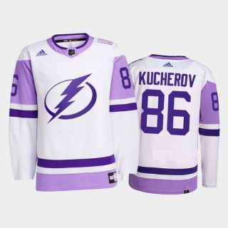 Tampa Bay Lightning 2021 Hockey Fights Cancer Nikita Kucherov White #86 Primegreen Jersey