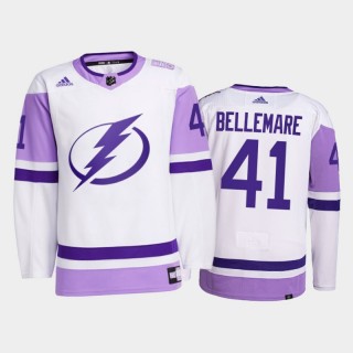 Tampa Bay Lightning 2021 Hockey Fights Cancer Pierre-Edouard Bellemare White #41 Primegreen Jersey