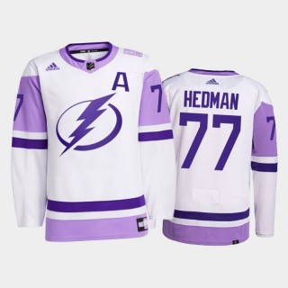 Tampa Bay Lightning 2021 Hockey Fights Cancer Victor Hedman White #77 Primegreen Jersey