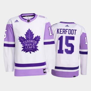 Alexander Kerfoot #15 Toronto Maple Leafs 2021 Hockey Fights Cancer White Primegreen Jersey