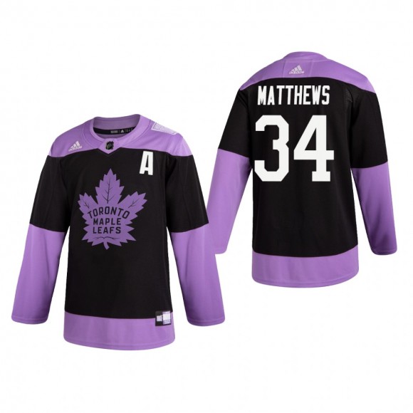 Auston Matthews #34 Toronto Maple Leafs 2019 Hockey Fights Cancer Black Practice Jersey