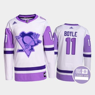 Brian Boyle Hockey Fights Cancer Jersey Pittsburgh Penguins White Purple Primegreen Authentic