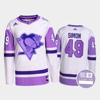 Dominik Simon Hockey Fights Cancer Jersey Pittsburgh Penguins White Purple Primegreen Authentic
