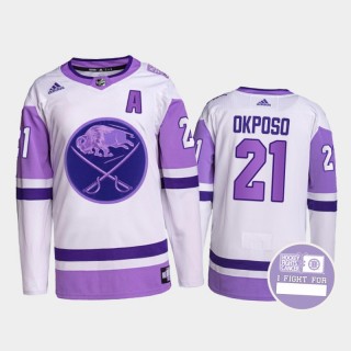 Kyle Okposo Hockey Fights Cancer Sabres White Purple Primegreen Jersey