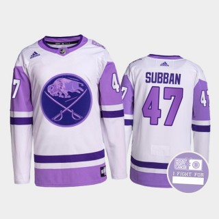 Malcolm Subban Hockey Fights Cancer Sabres White Purple Primegreen Jersey