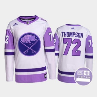 Tage Thompson Hockey Fights Cancer Sabres White Purple Primegreen Jersey
