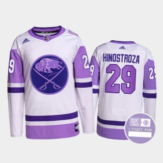 Vinnie Hinostroza Hockey Fights Cancer Sabres White Purple Primegreen Jersey