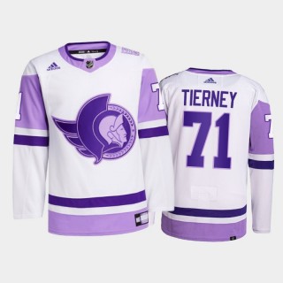 Chris Tierney #71 Ottawa Senators 2021 Hockey Fights Cancer White Primegreen Jersey