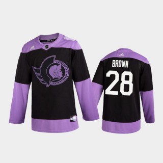 Men's Connor Brown #28 Ottawa Senators 2020 Hockey Fights Cancer Purple 2D Practice Jersey