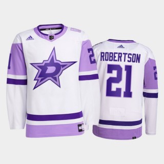 Dallas Stars 2021 HockeyFightsCancer Jason Robertson White #21 Primegreen Jersey